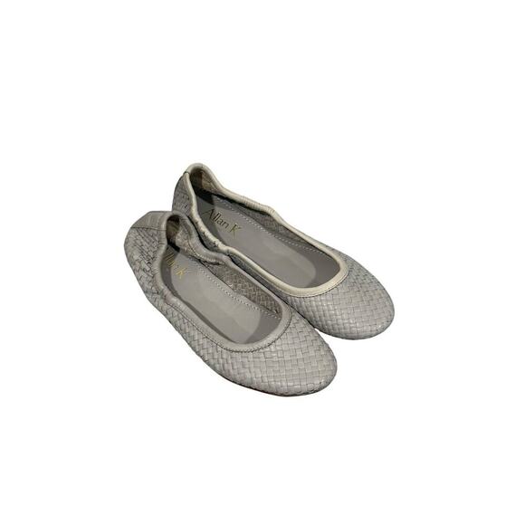 Allan K Minimalist Gray Grey Leather Ballet Flats Womens Size 37 - Picture 3 of 7